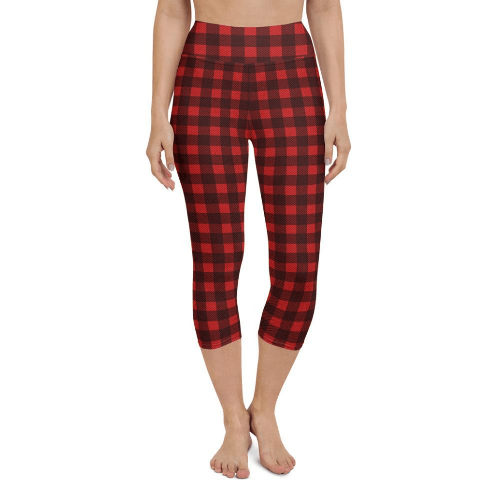 Christmas Buffalo Print Yoga Capris