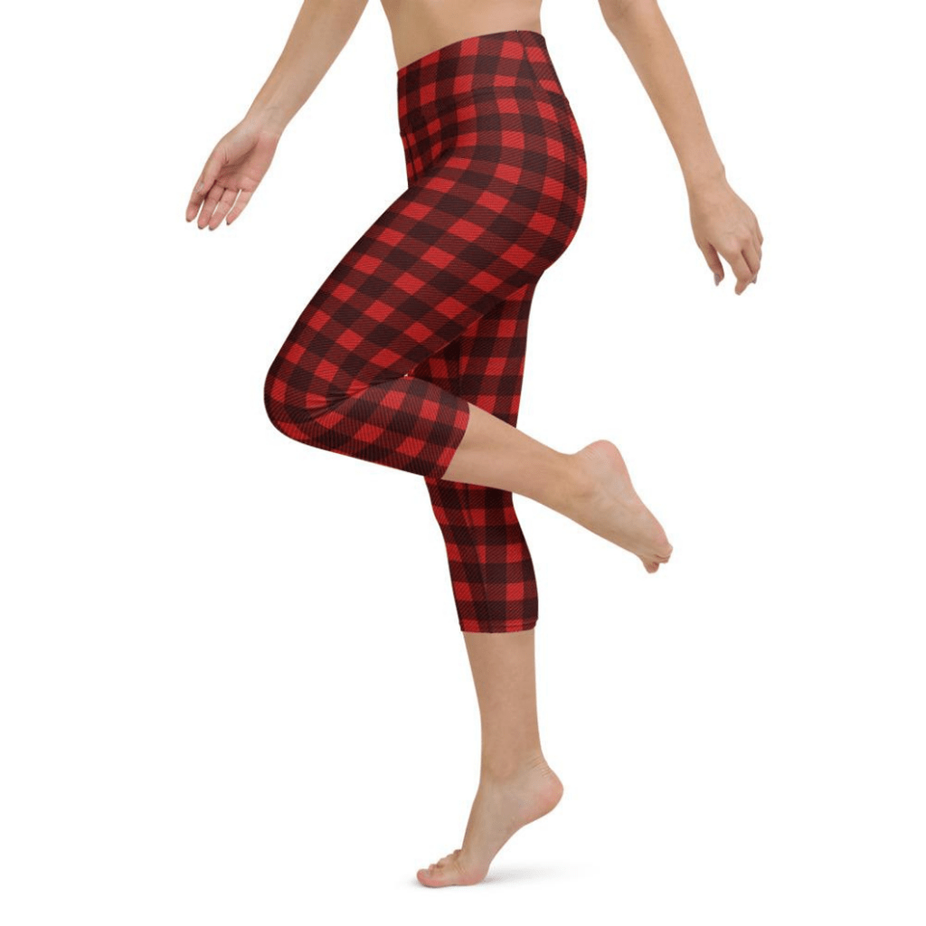 Christmas Buffalo Print Yoga Capris