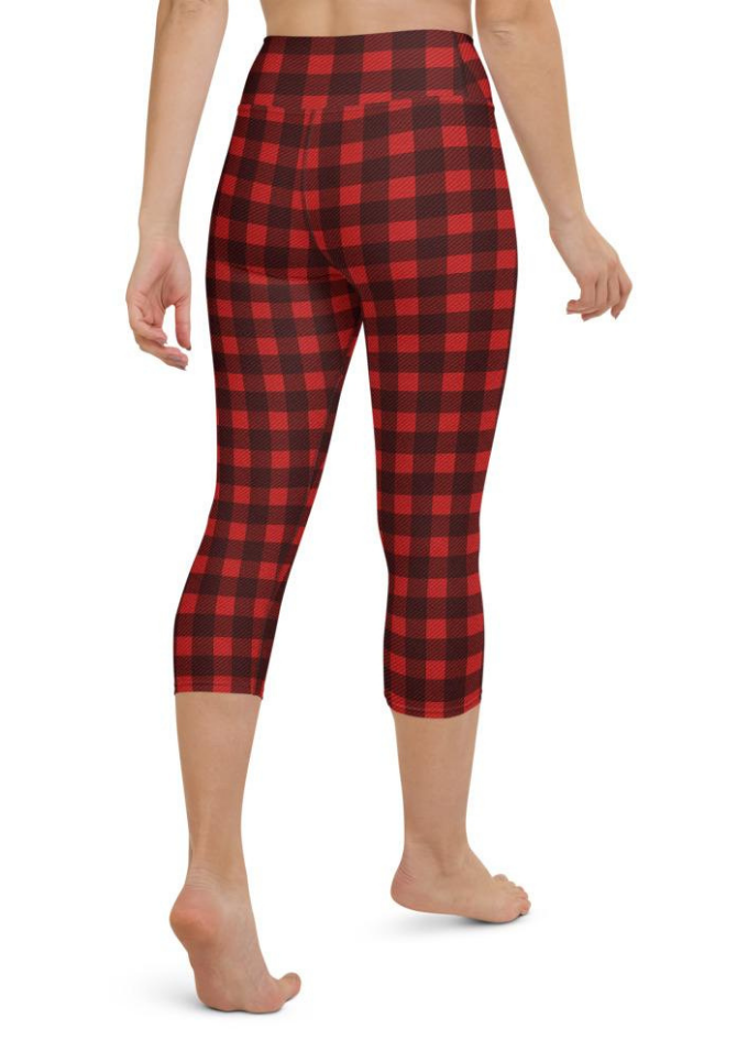 Christmas Buffalo Print Yoga Capris