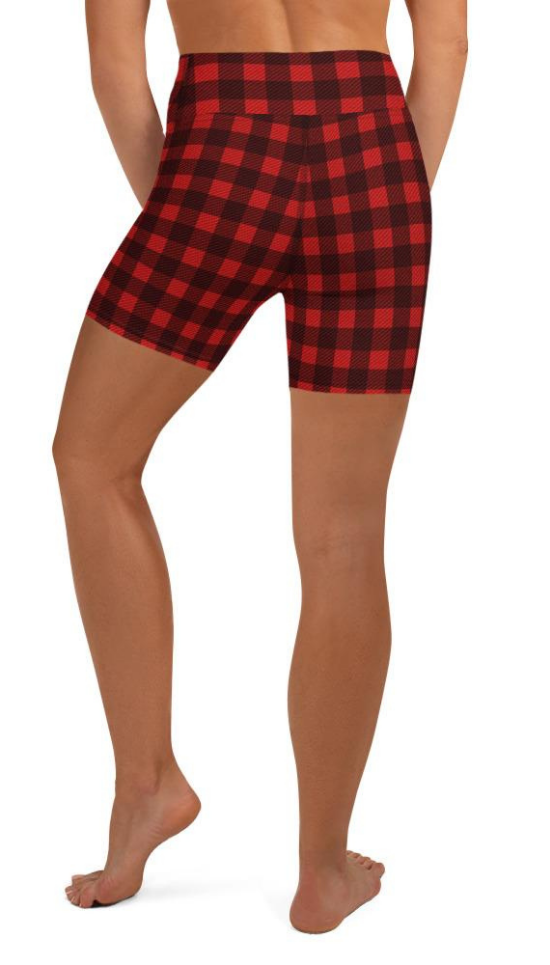 Christmas Buffalo Print Yoga Shorts