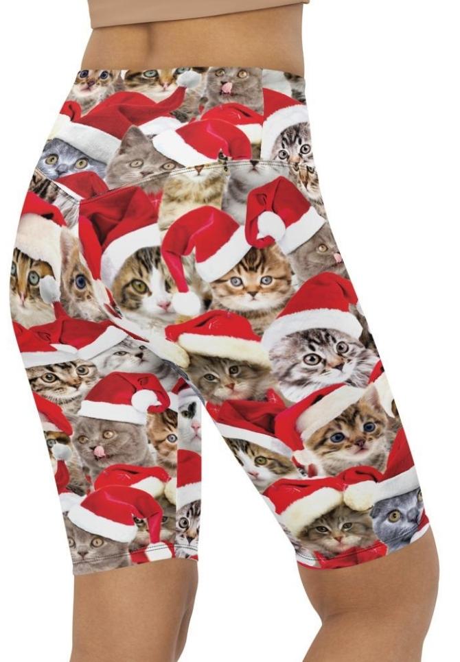 Christmas Cat Biker Shorts