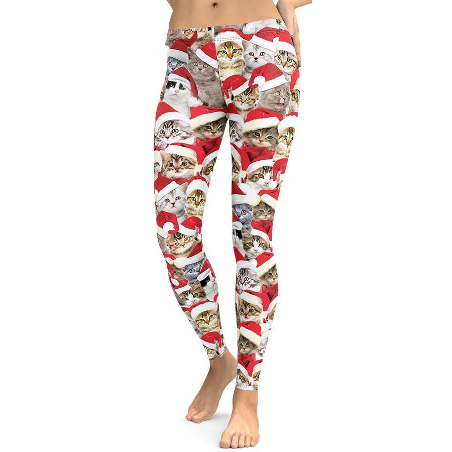 Christmas Cat Leggings Women's Christmas Outfits FIERCEPULSE