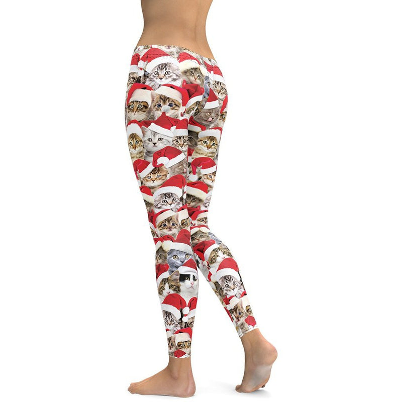 Christmas Cat Leggings Women's Christmas Outfits FIERCEPULSE