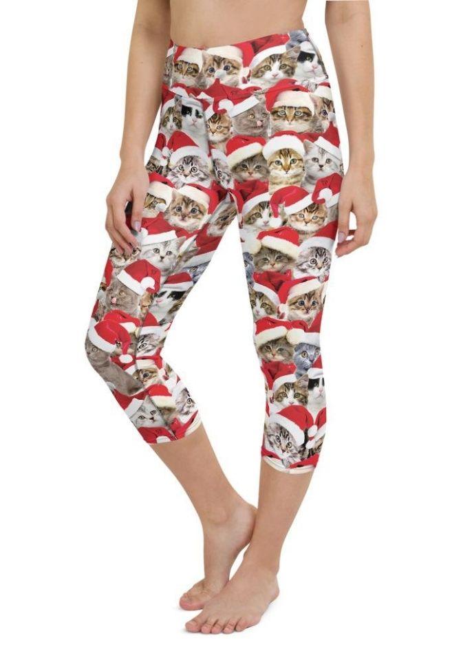 Christmas Cat Yoga Capris