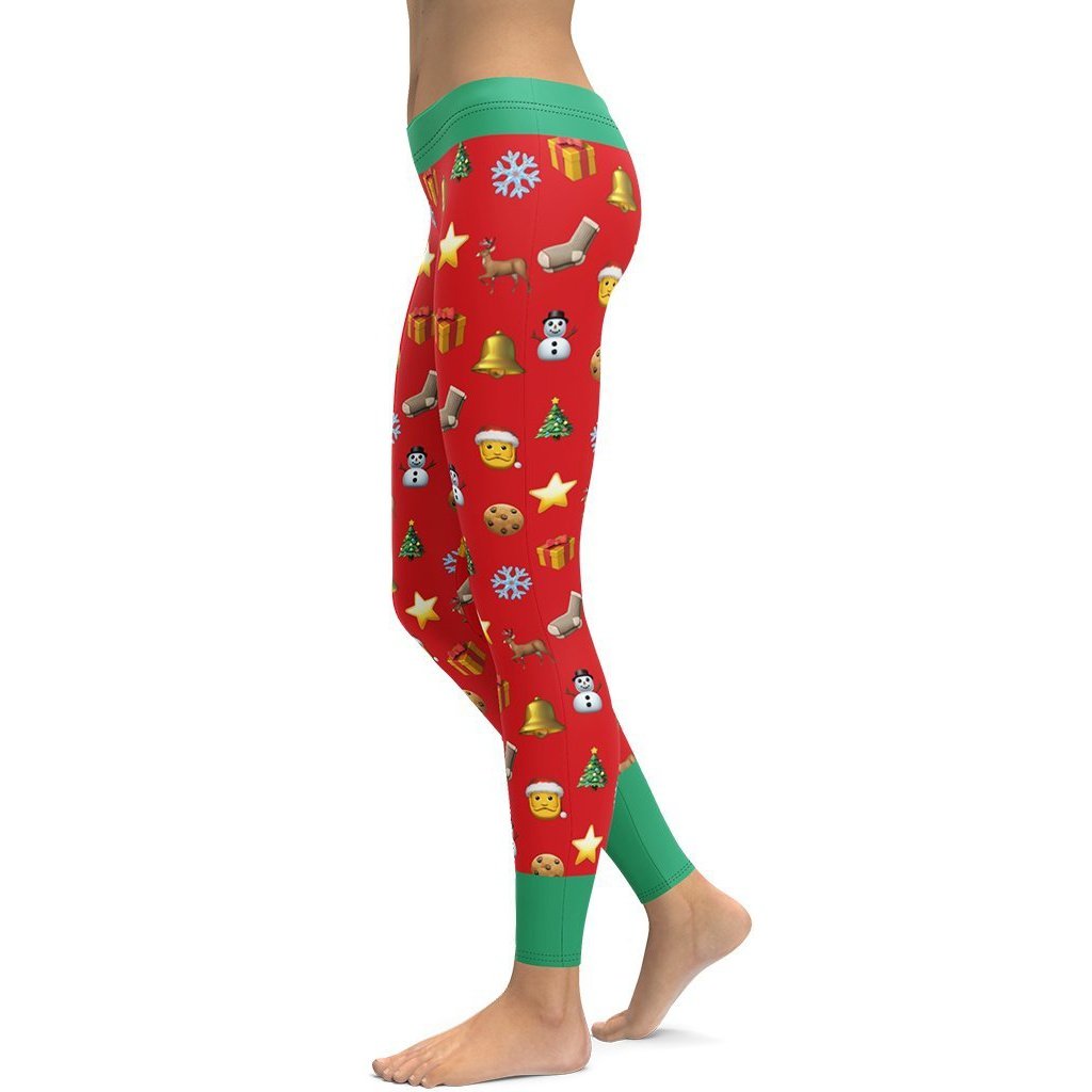 Christmas Emoji Leggings - FiercePulse - Premium Workout Leggings - Yoga Pants