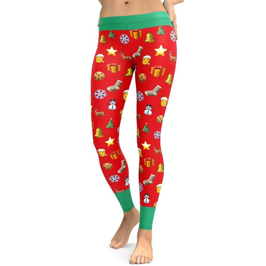 Christmas Emoji Leggings - FiercePulse - Premium Workout Leggings - Yoga Pants