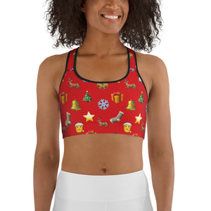 Christmas Emoji Sports Bra