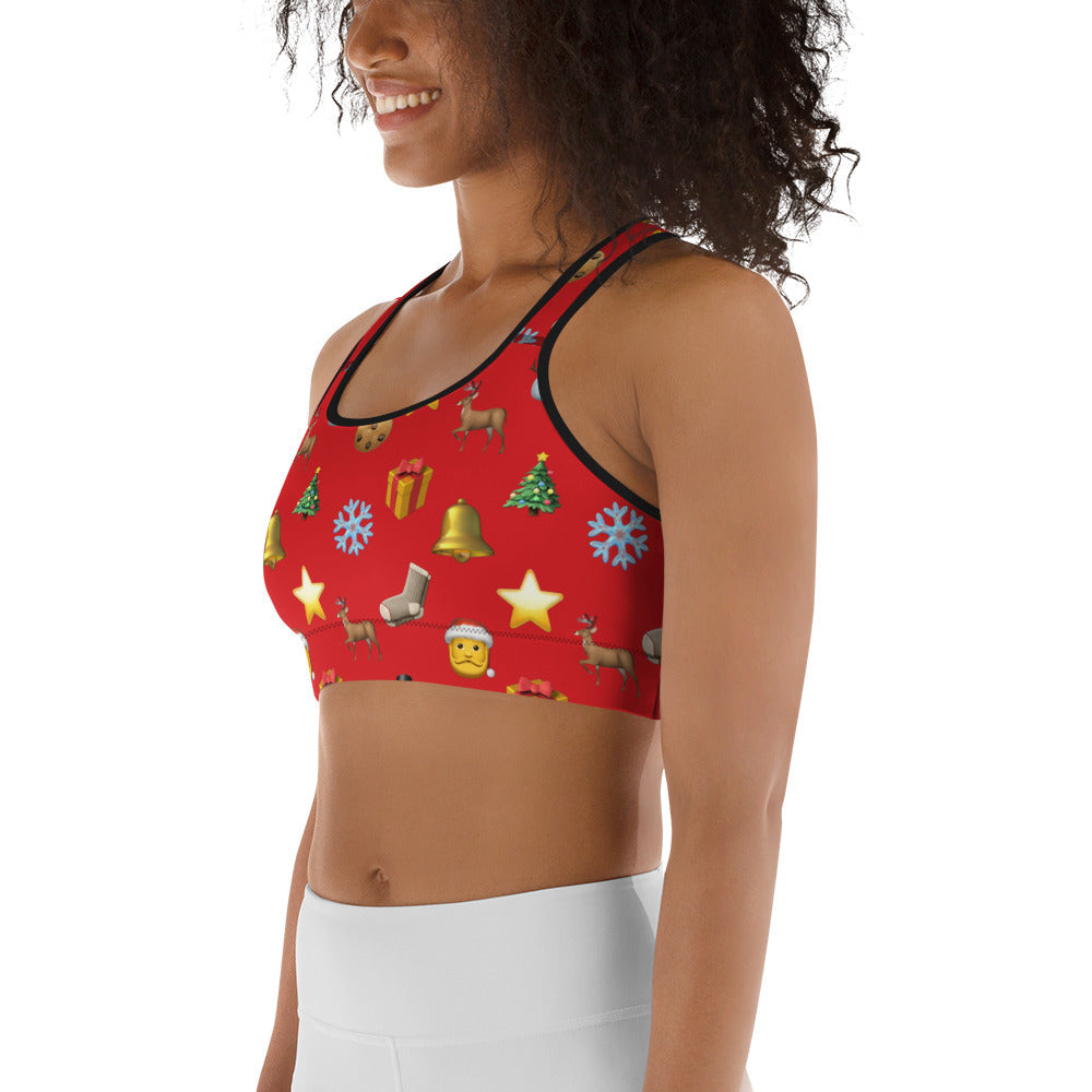 Christmas Emoji Sports Bra
