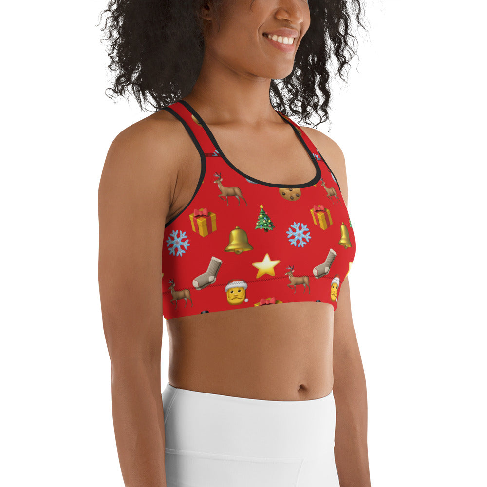Christmas Emoji Sports Bra
