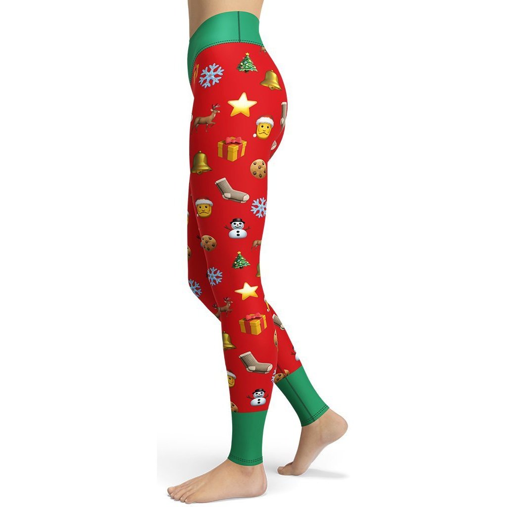 Christmas Emoji Yoga Leggings - FiercePulse - Premium Workout Leggings - Yoga Pants