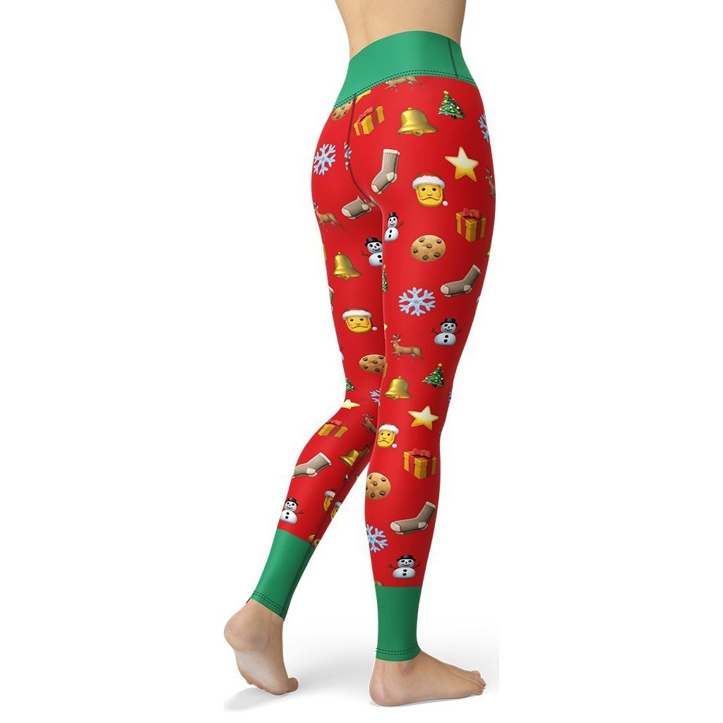 Christmas Emoji Yoga Leggings - FiercePulse - Premium Workout Leggings - Yoga Pants