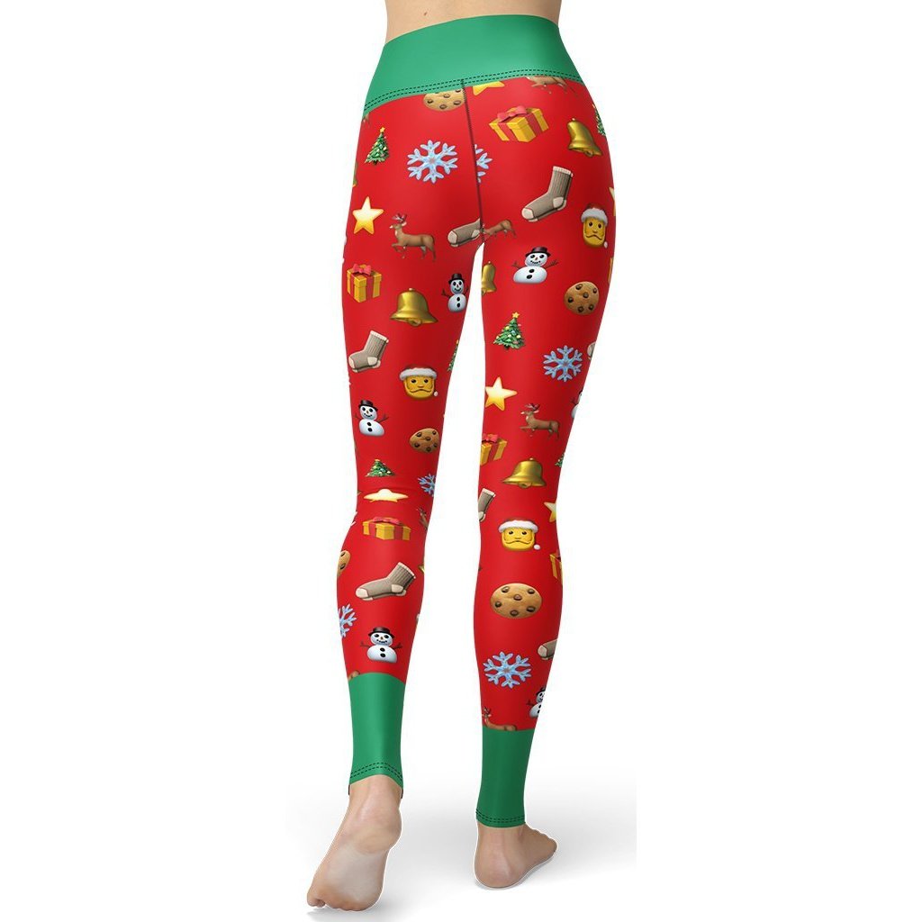 Christmas Emoji Yoga Leggings - FiercePulse - Premium Workout Leggings - Yoga Pants