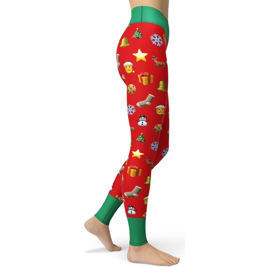 Christmas Emoji Yoga Leggings - FiercePulse - Premium Workout Leggings - Yoga Pants
