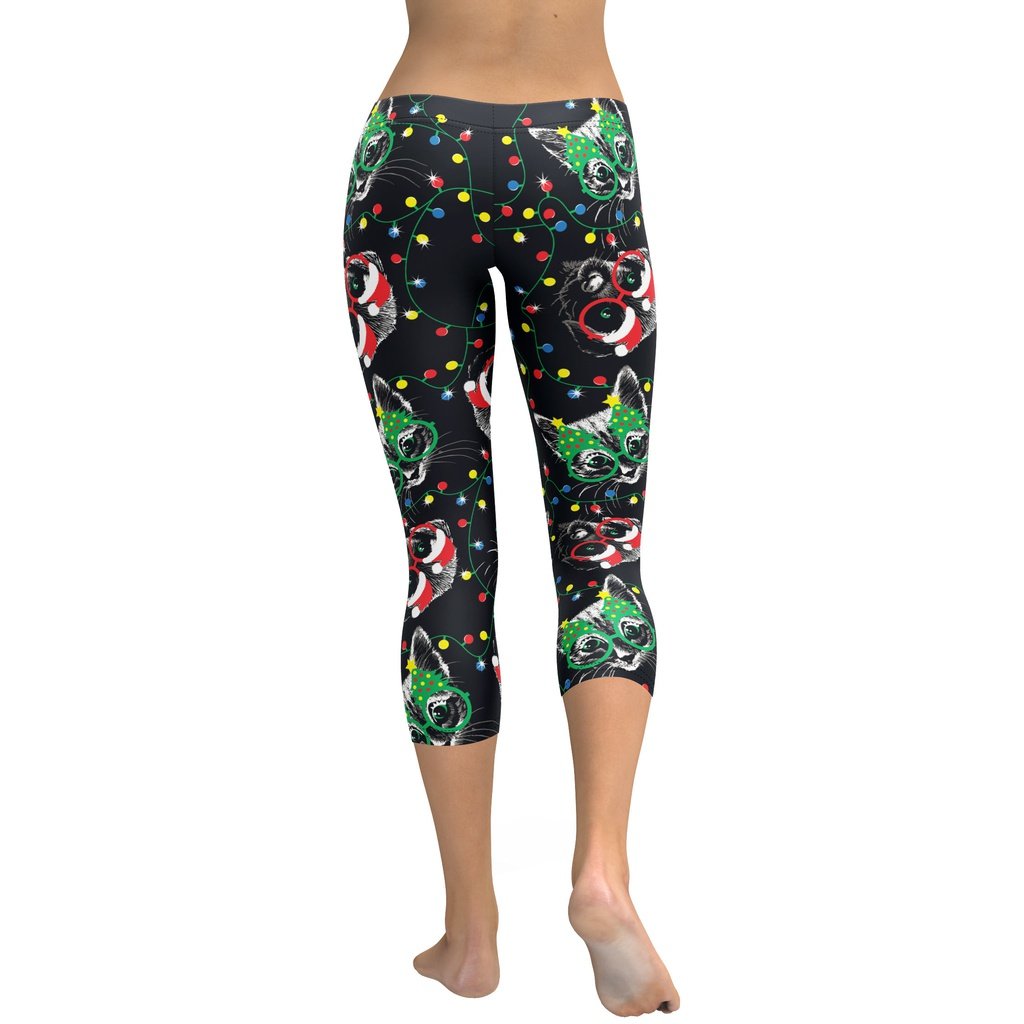 Christmas Lights & Cats Capris