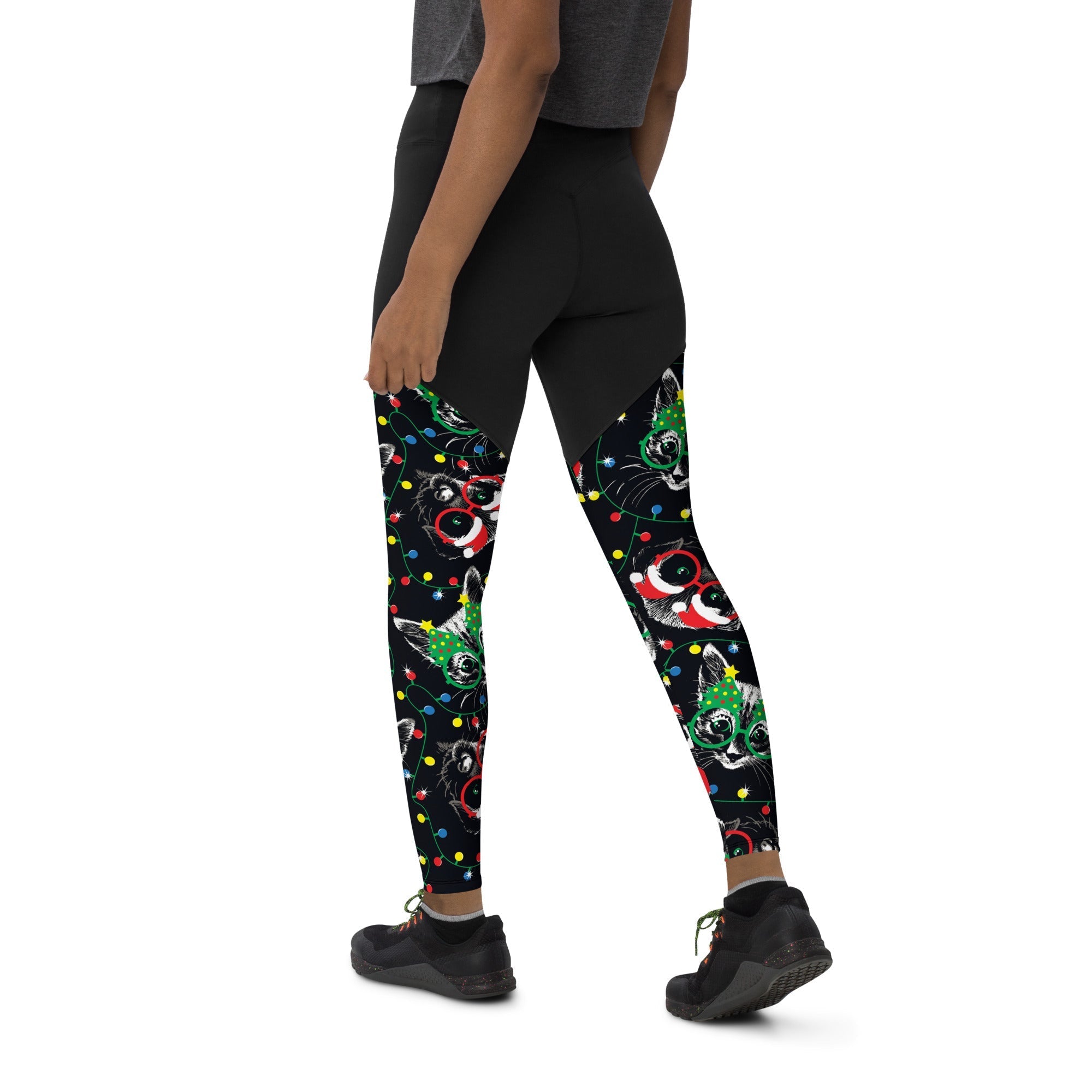 Christmas Lights & Cats Compression Leggings