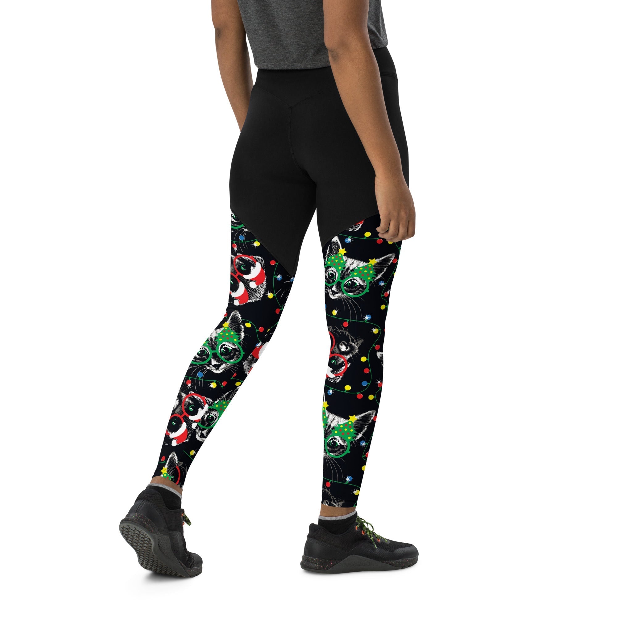 Christmas Lights & Cats Compression Leggings