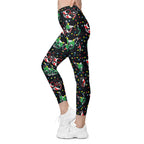 Christmas Lights & Cats Crossover Leggings With Pockets