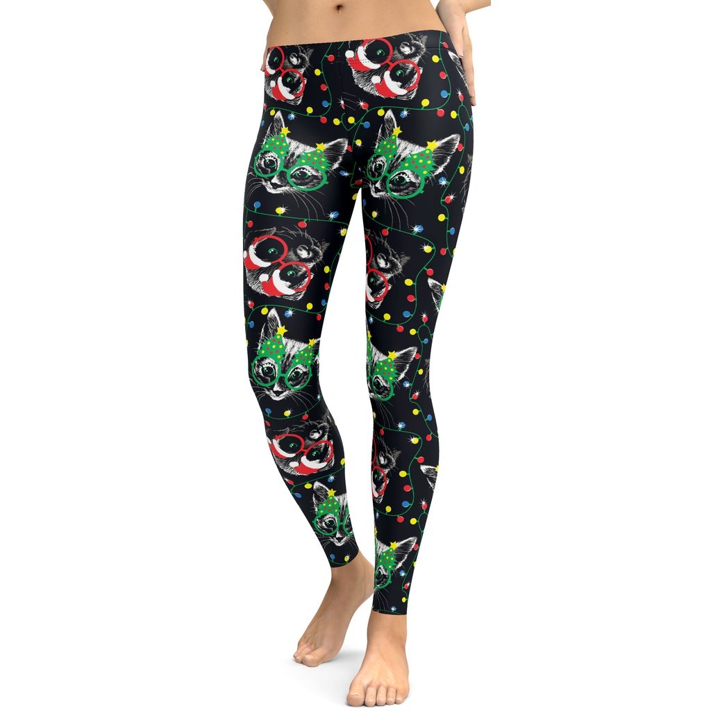 Christmas Lights & Cats Leggings