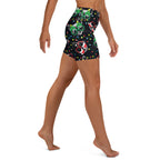 Christmas Lights & Cats Yoga Shorts