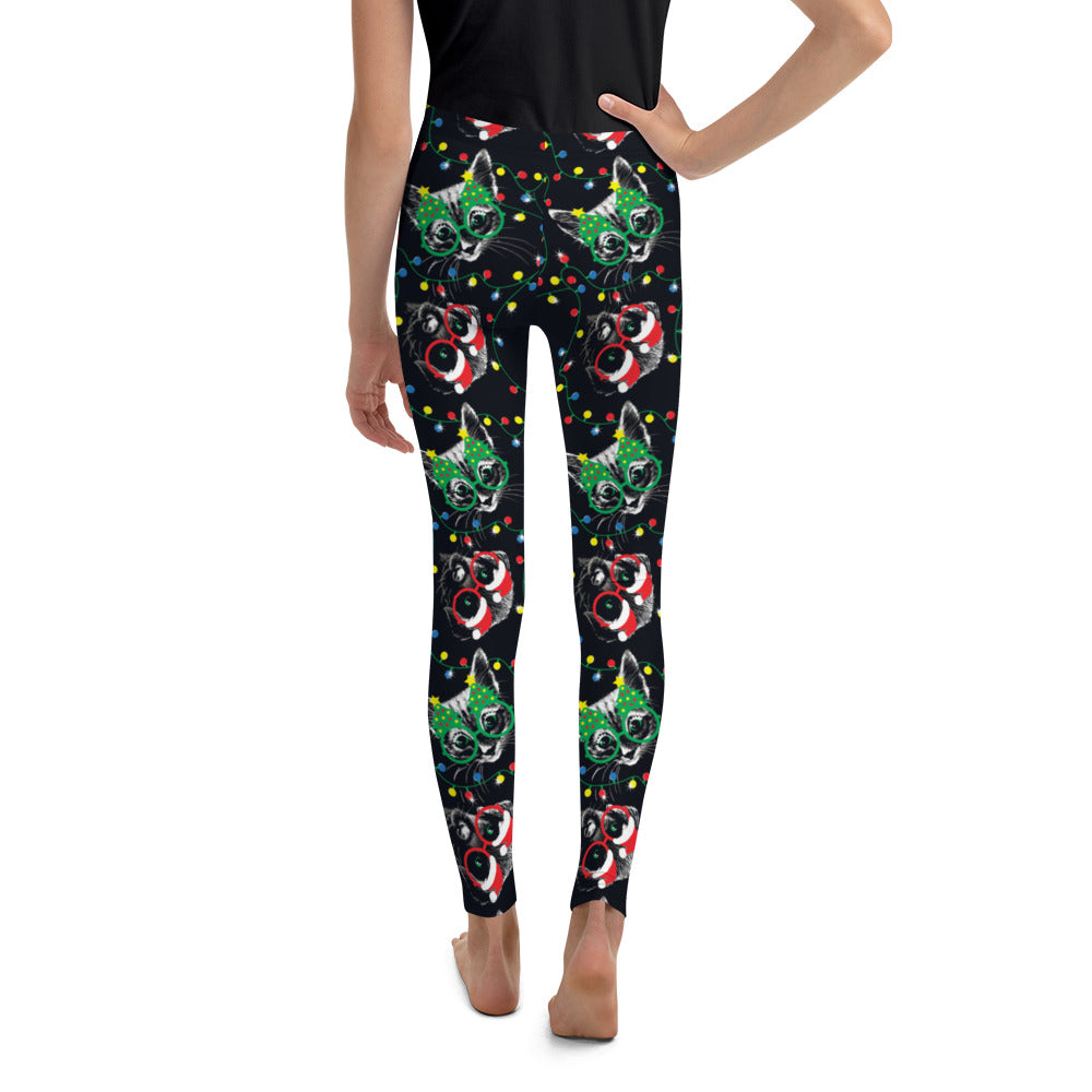 Christmas Lights & Cats Youth Leggings