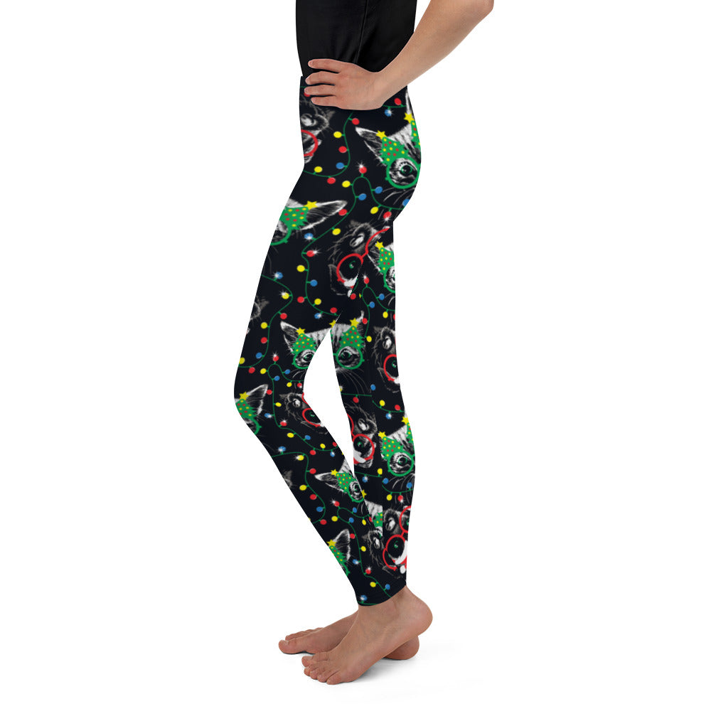 Christmas Lights & Cats Youth Leggings