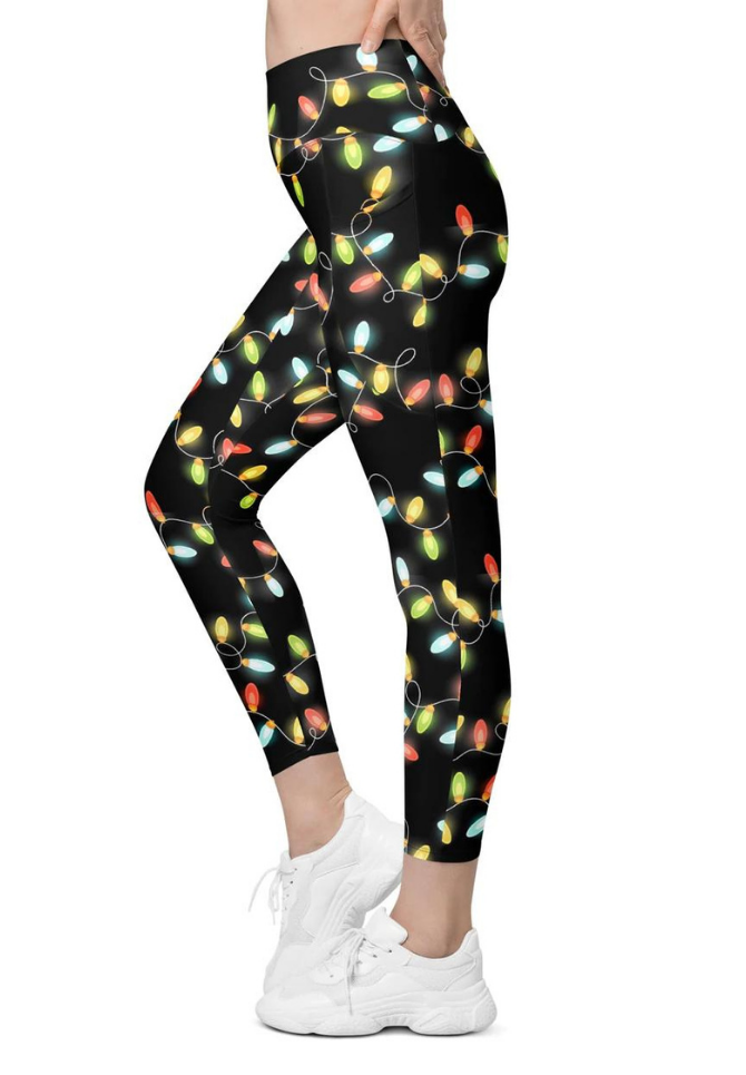 Christmas Lights Leggings With Pockets