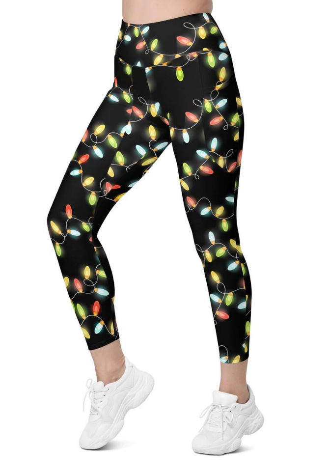 Christmas Lights Leggings With Pockets