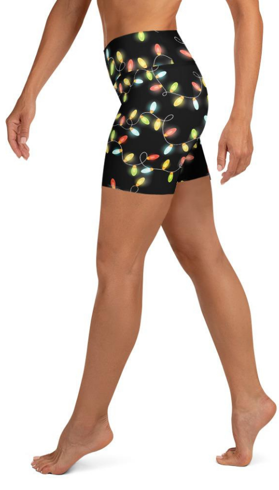 Christmas Lights Yoga Shorts