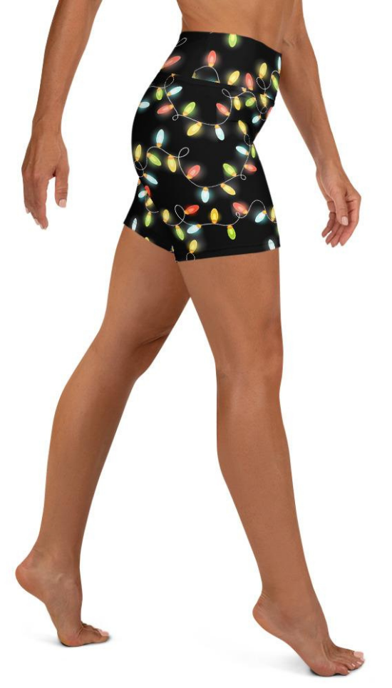 Christmas Lights Yoga Shorts