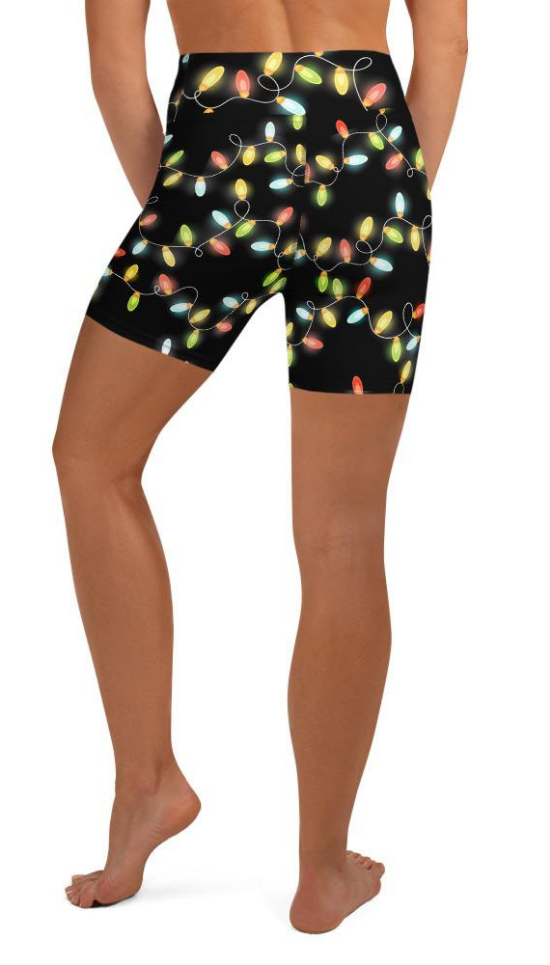 Christmas Lights Yoga Shorts