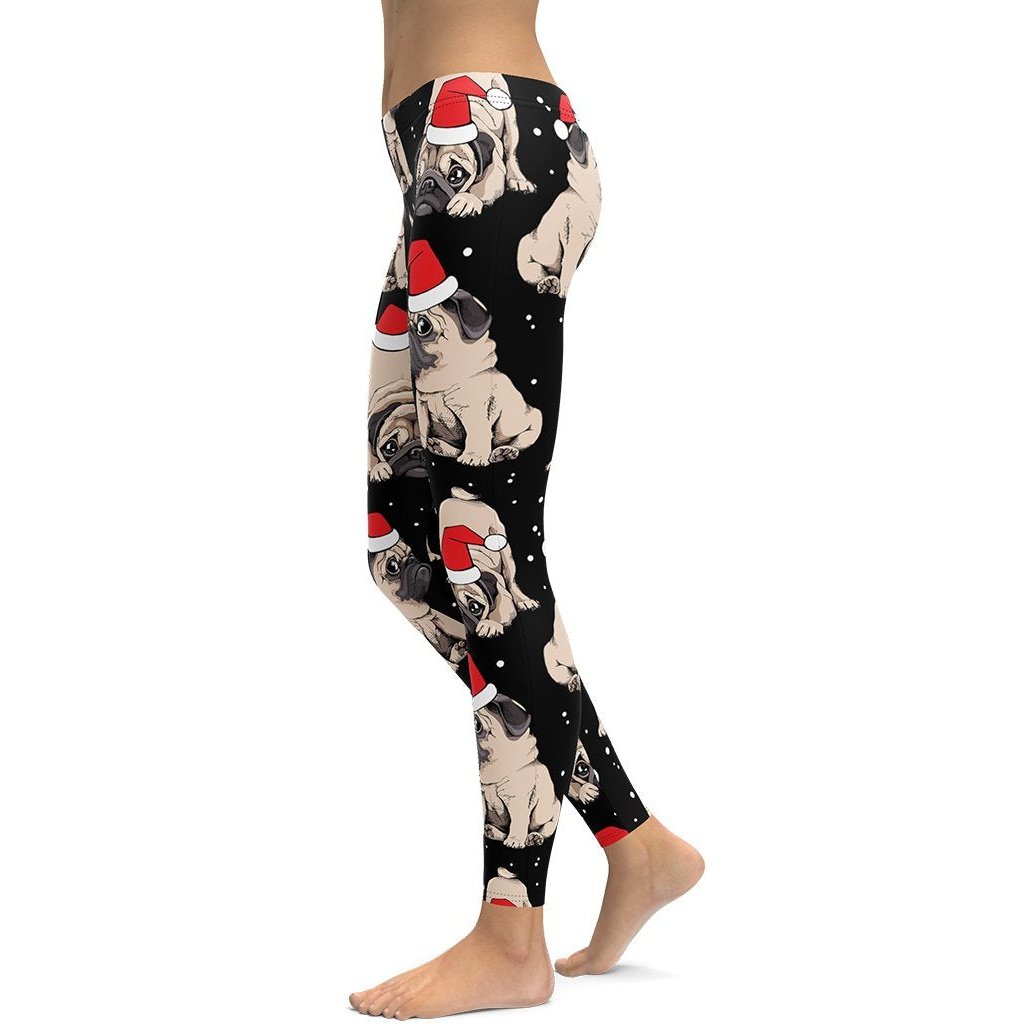 Christmas Pugs Leggings - FiercePulse - Premium Workout Leggings - Yoga Pants