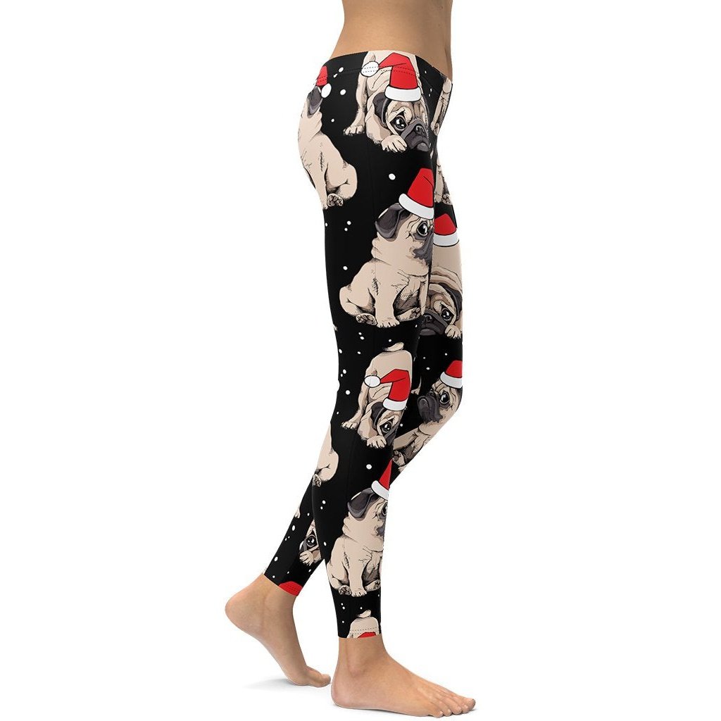 Christmas Pugs Leggings - FiercePulse - Premium Workout Leggings - Yoga Pants