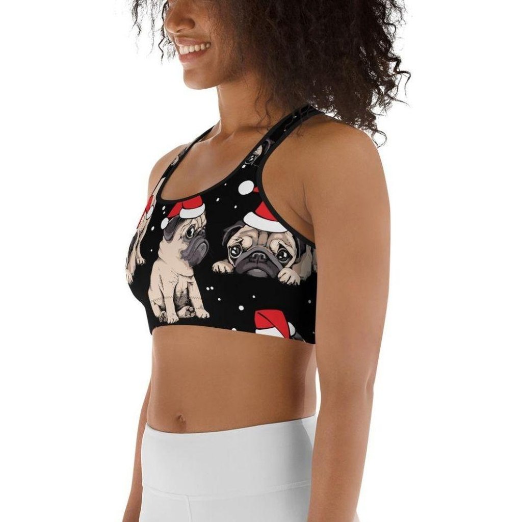 Christmas Pugs Sports Bra