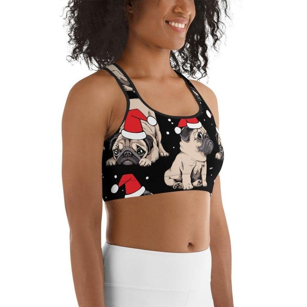 Christmas Pugs Sports Bra