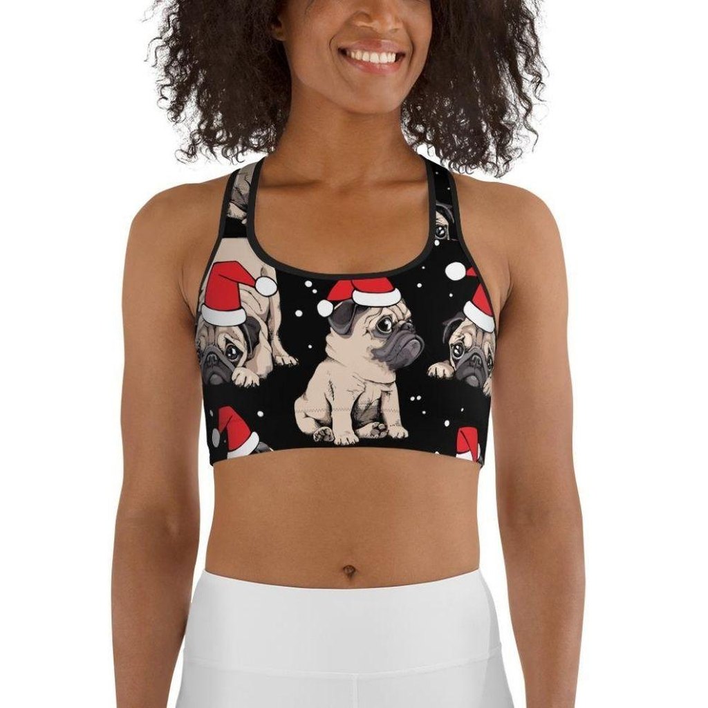 Christmas Pugs Sports Bra