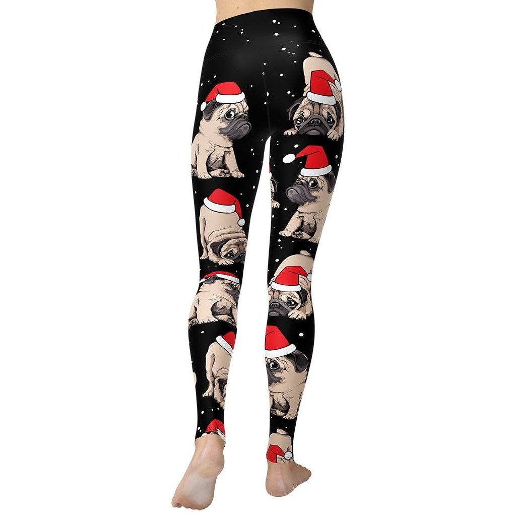 Christmas Pugs Yoga Leggings - FiercePulse - Premium Workout Leggings - Yoga Pants