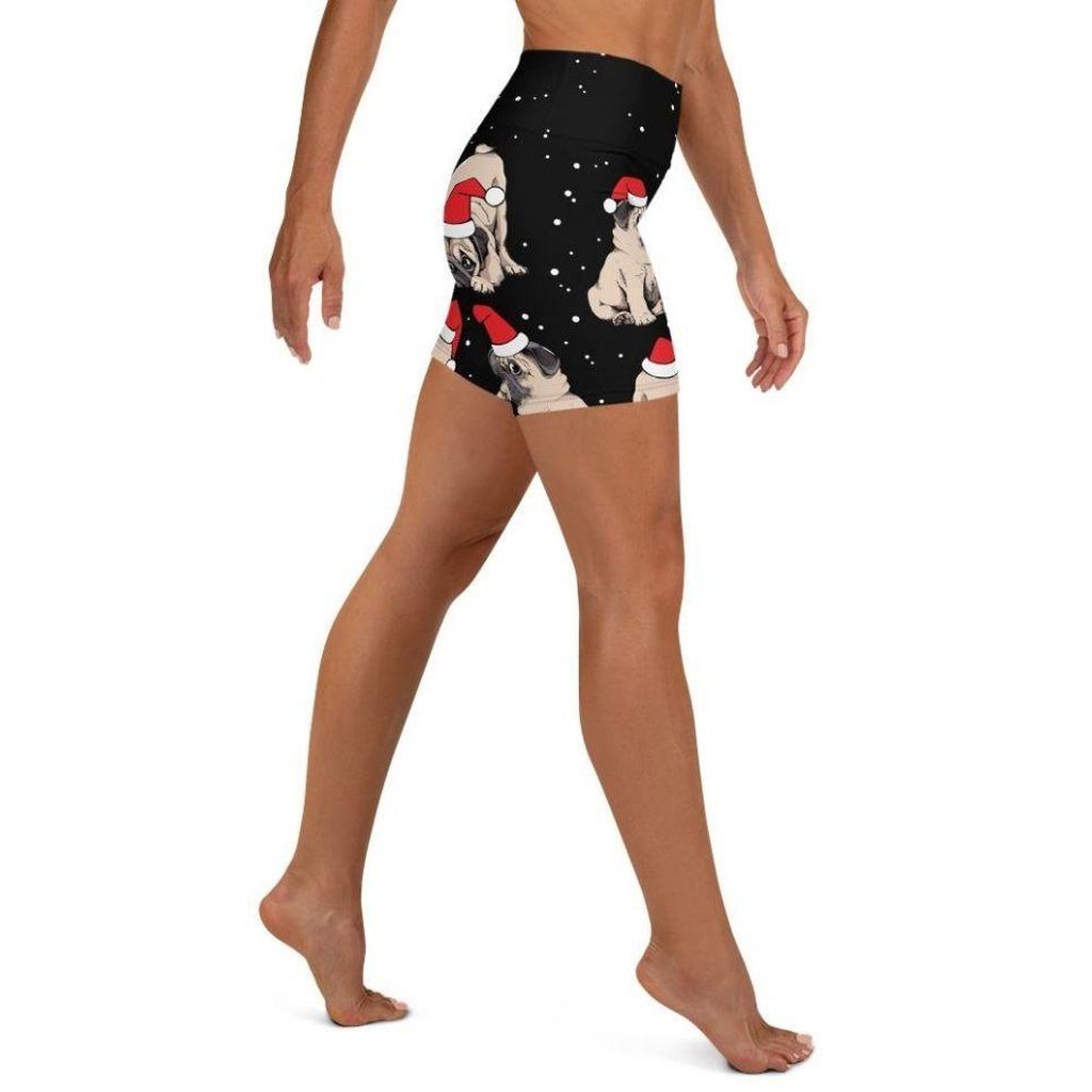 Christmas Pugs Yoga Shorts
