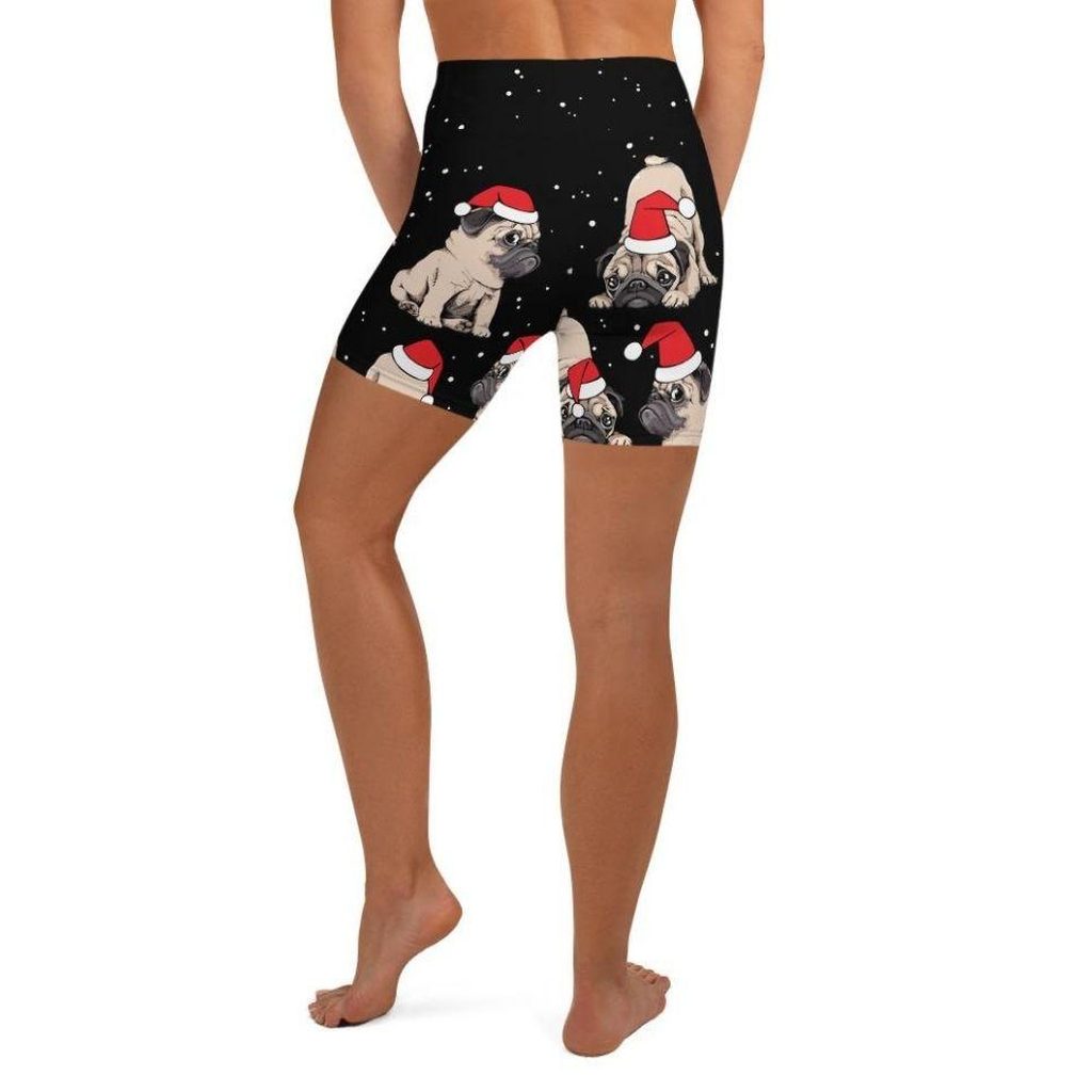 Christmas Pugs Yoga Shorts
