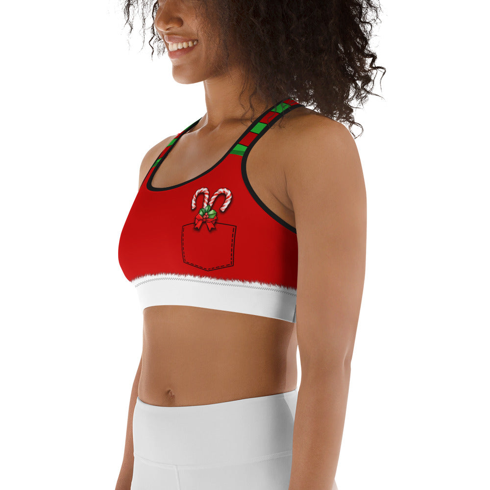 Christmas Stripes Sports Bra