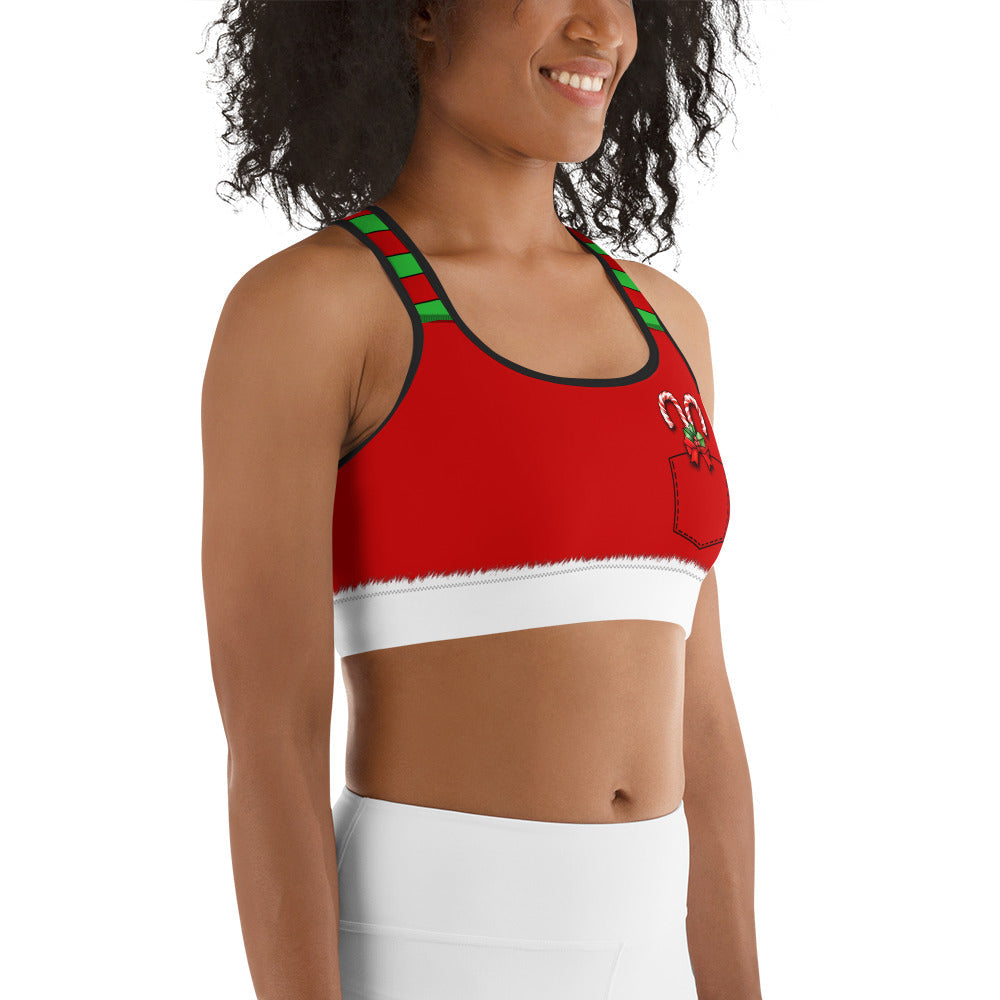 Christmas Stripes Sports Bra