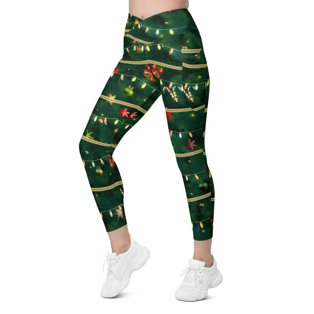 Christmas Tree Crossover Leggings With Pockets