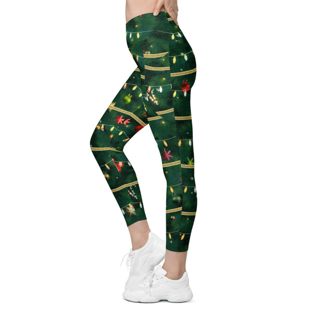 Christmas Tree Crossover Leggings With Pockets