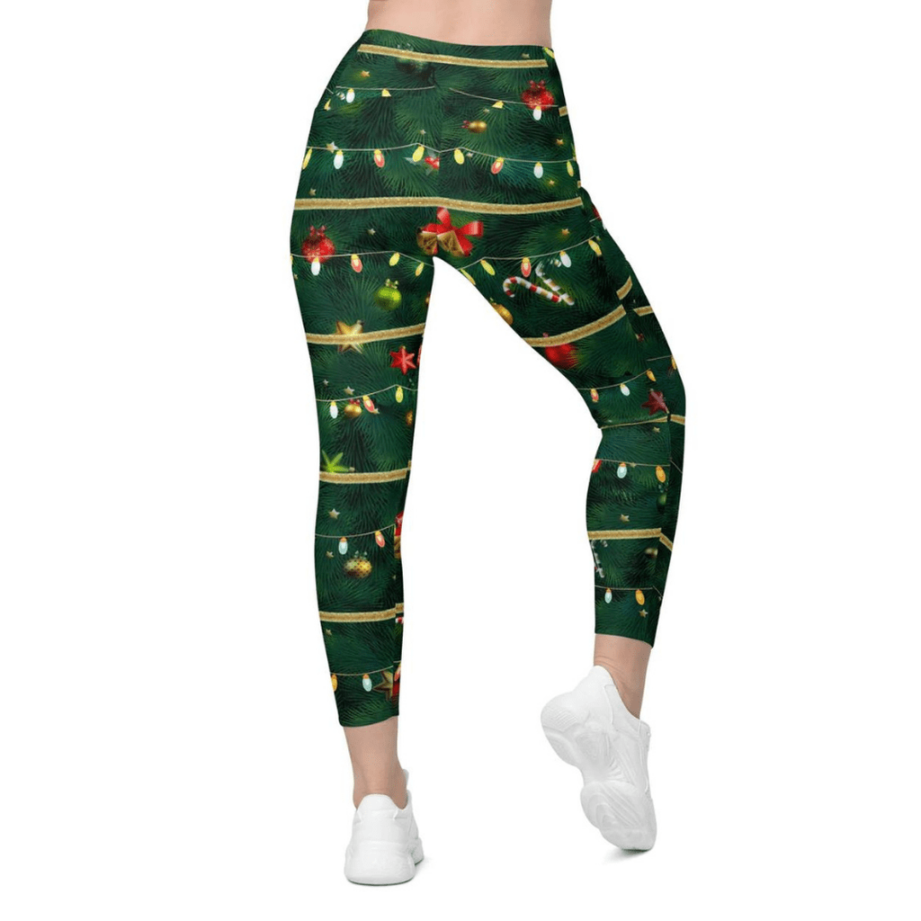 Christmas Tree Crossover Leggings With Pockets