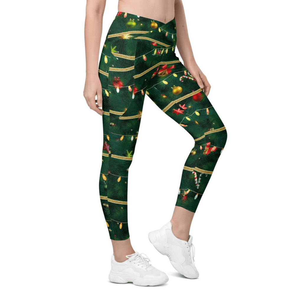 Christmas Tree Crossover Leggings With Pockets