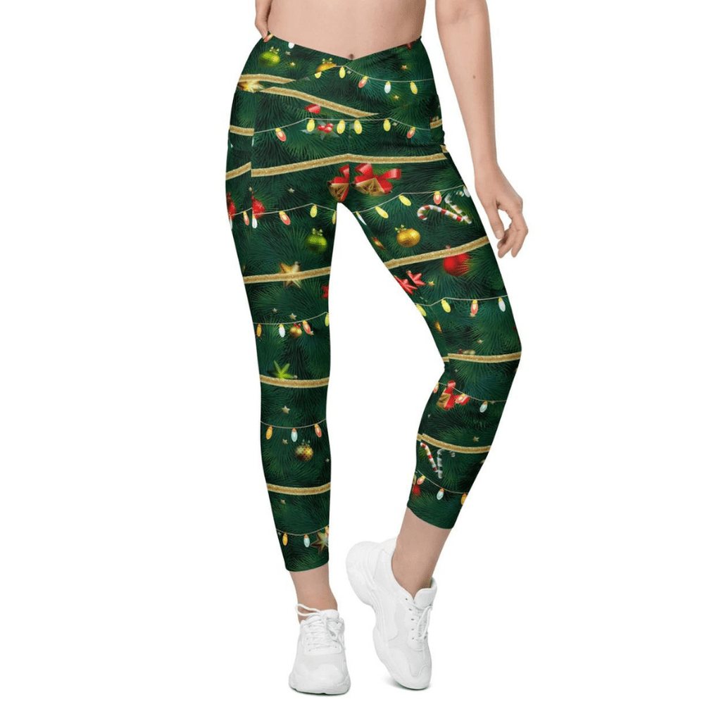 Christmas Tree Crossover Leggings With Pockets