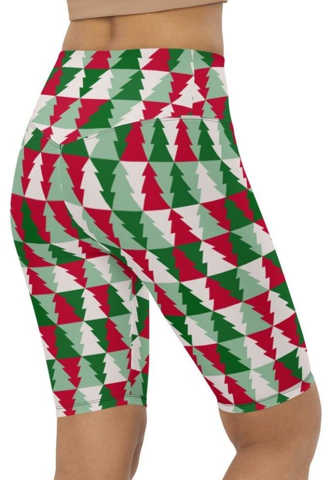 Christmas Tree Pattern Biker Shorts