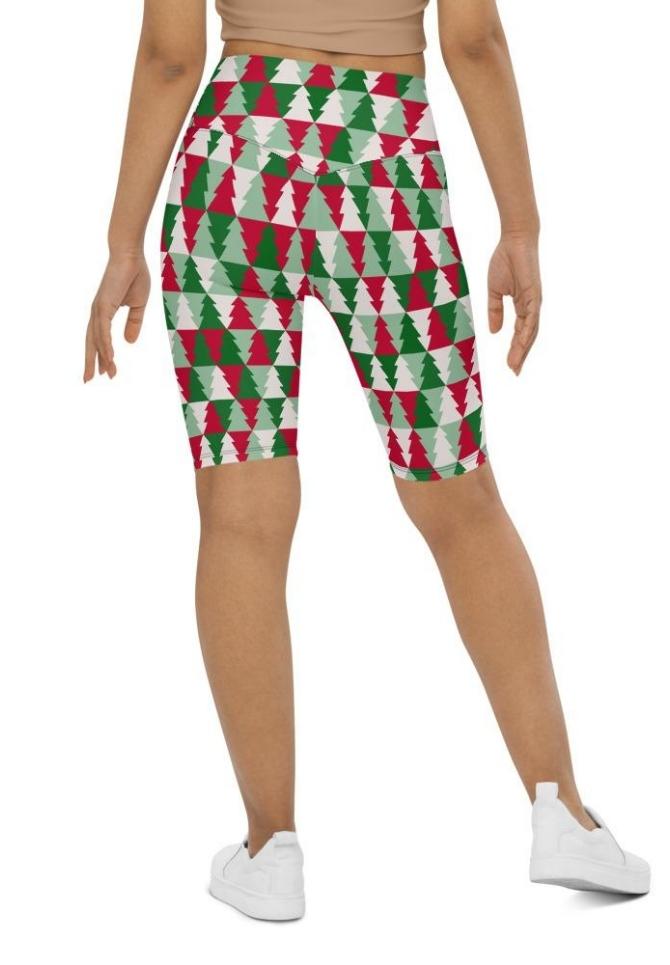 Christmas Tree Pattern Biker Shorts