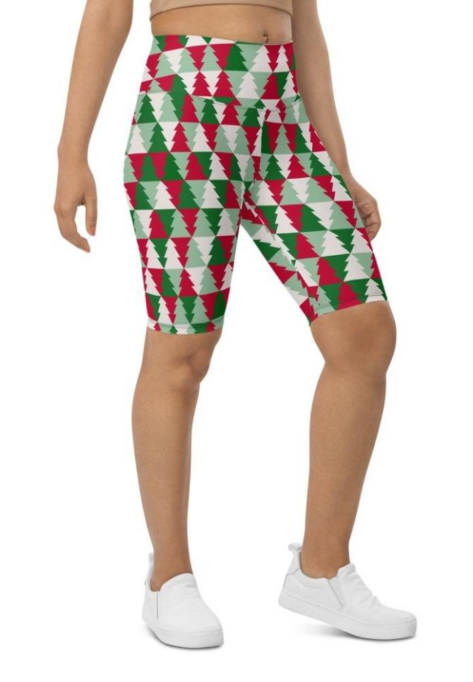 Christmas Tree Pattern Biker Shorts