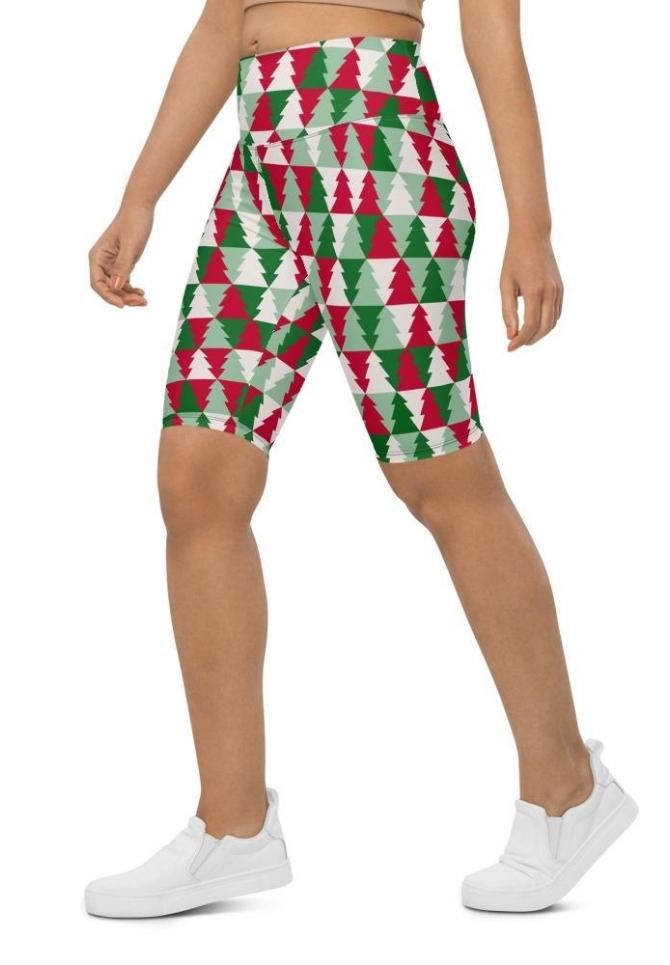 Christmas Tree Pattern Biker Shorts