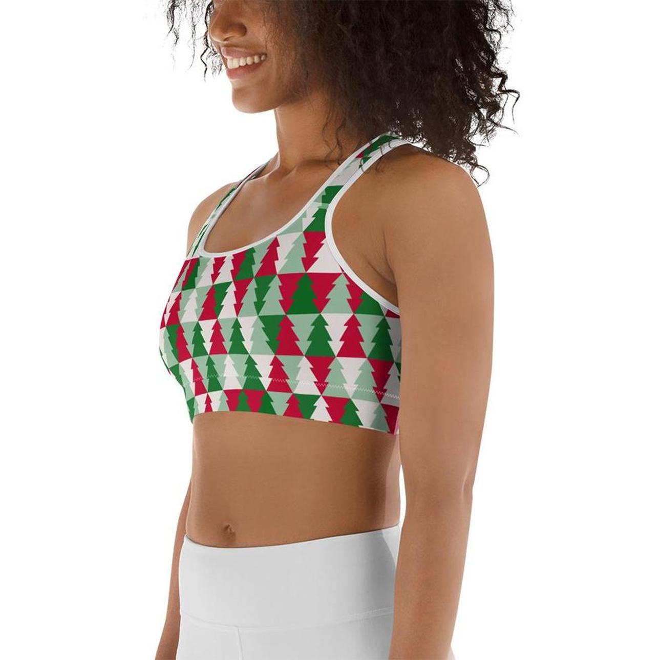 Christmas Tree Pattern Sports Bra